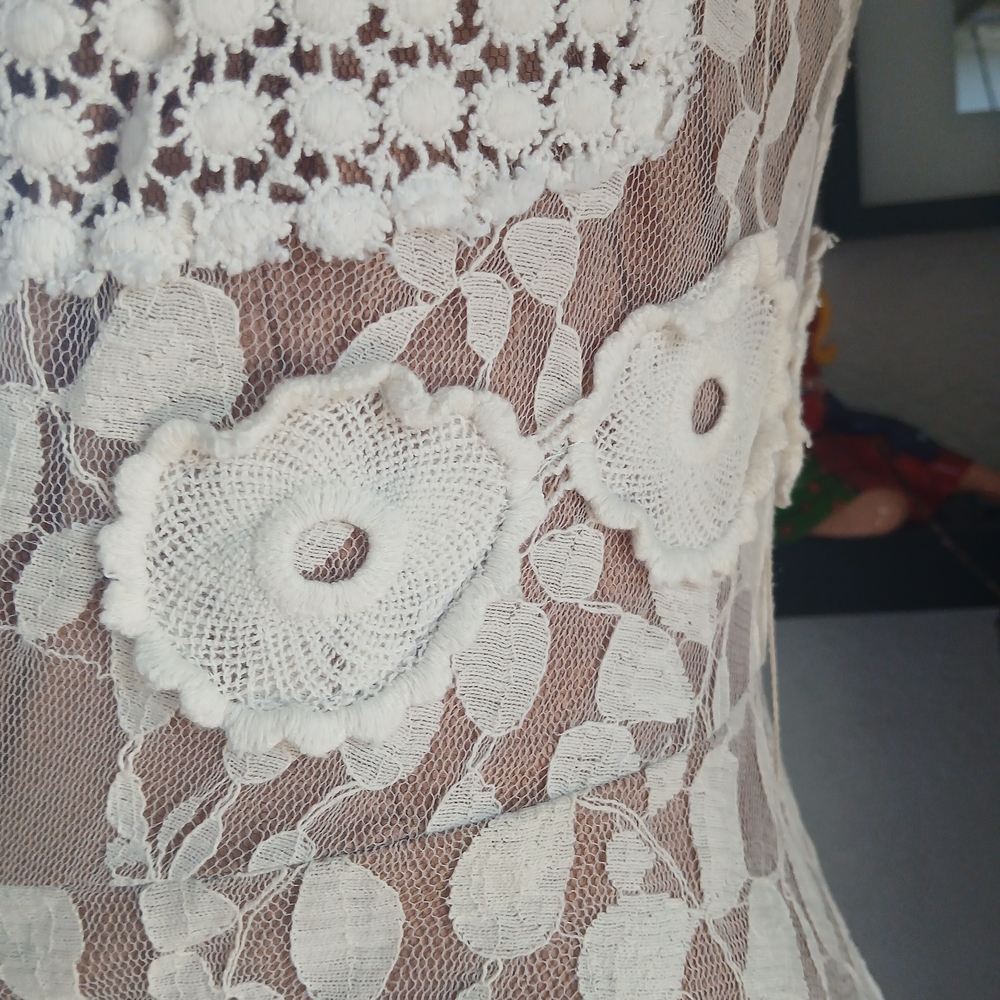 Byron Lars Cream Lace  Sleeve Dress - Picture 7 of 16